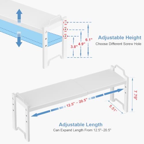 Narrow Expandable Cabinet Shelf Organizer, Kitchen Countertop Storage
