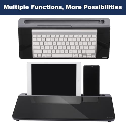 TSJ OFFICE Desktop Whiteboard Dry-Erase-Board - Computer Keyboard Stand White Board Surface Pad with Drawer, Desk Organizers with Accessories for Office, Home, School Supplies - Black＆Grey