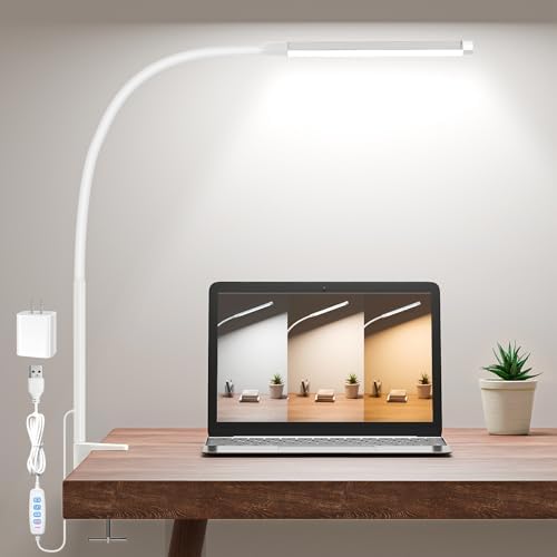 Clamp Lamp for Desk, Eye-Caring LED Clip Light for Home Office