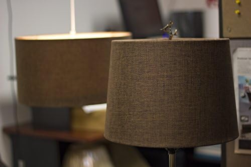 12x14x10 Chocolate Burlap Hardback Drum Lampshade with Brass Spider fitter - Perfect for table and Desk lamps - Medium, Brown