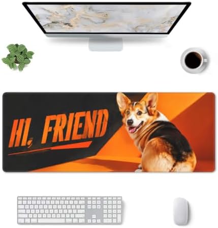 Corgi Funny Mouse Pad Mouse Pad Gaming 11.8x31.5 in Orange Black Cute