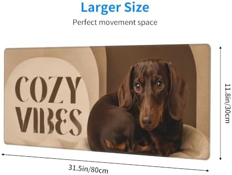Dachshund Funny Mouse Pad Large Mouse Pad 11.8x31.5 in Brown Beige