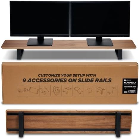 ULTRARM Moodular Wooden Monitor Stand Desk Organizer, Large 45.6" Walnut
