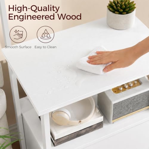 MAHANCRIS Printer Table with Storage, Home Printer Stand with File Cabinet, Fits A4/Letter Size Files, Printer Cabinet with Large Tabletop, Display Shelf, for Home Office, White PTWT3501