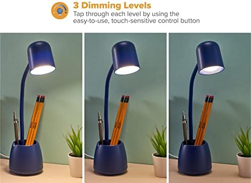 Bostitch Office LED2105-NVY Dimmable Lamp with Storage Cup, Three Brightness Levels, Touch Sensitive Dimmer, Energy-Efficient, Blue