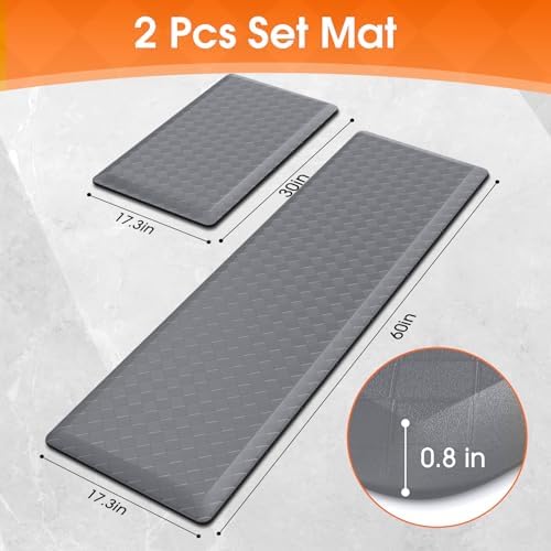 TranquilRelax 4/5 Inch Cushioned Anti Fatigue Kitchen Mats for Floor, Grey