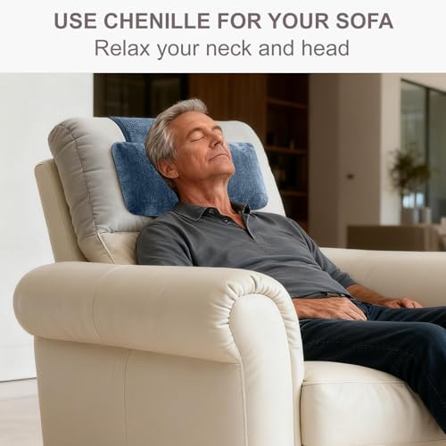 Recliner & Armchair Headrest Pillow - Non-Slip Velvet Cushion for Neck Support & Pain Relief, Navy