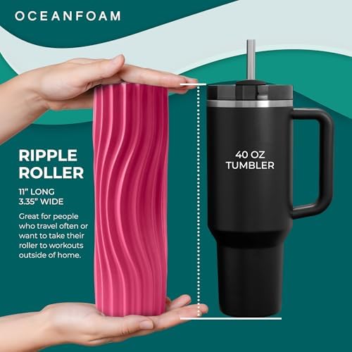 Oceanfoam Ripple Roller - Small Foam Roller for Physical Therapy (Hot Pink)