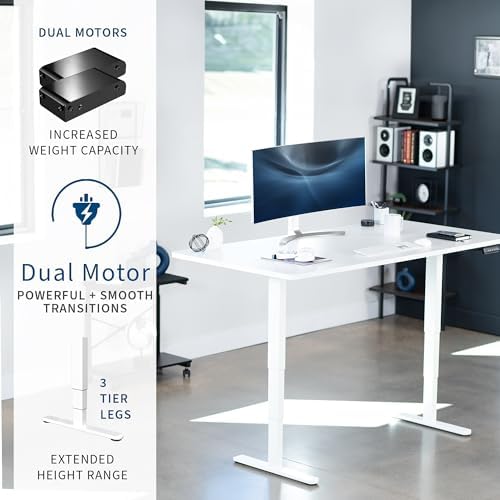 VIVO White 71 x 36 in Standing Desk, DESK-KIT-2W7W-36