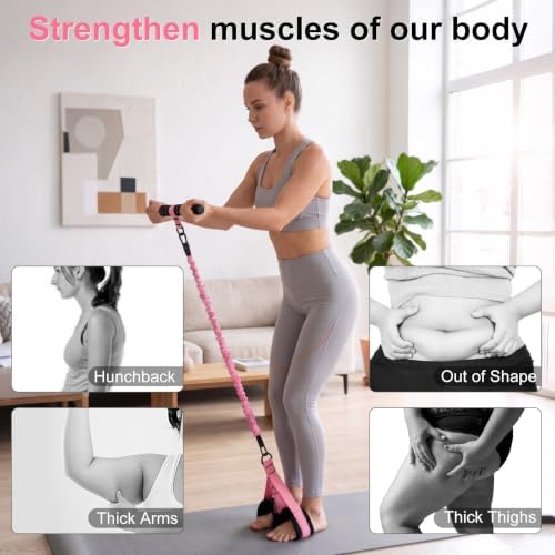 Pedal Resistance Band with Handle, 3 Tube Adjustable Resistance Bands for Arm,Waist, Abdomen,Core,Legs- Sit Up Exercise Equipment for Women