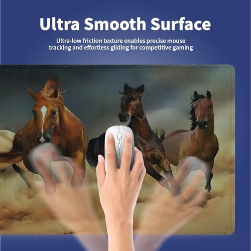 Galloping Horses in The Sand Large Mouse Pad, Magnificent Scene Desk Mat