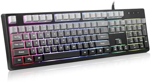 HUO JI Wired Gaming Keyboard with RGB LED Backlit, Floating Keys