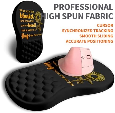 Ergonomic Joint Wrist Support Mouse Pad with Memory Foam Cushion Massage Bump, Carpal Tunnel Pain Relief Mousepad Slope Design for Wrist Rest, 11.8x7.9 in, Hug You and Me