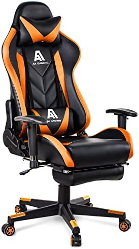 AA Products Gaming Chair High Back Ergonomic Computer Racing Chair Adjustable Office Chair with Footrest, Lumbar Support Swivel Chair - Orange