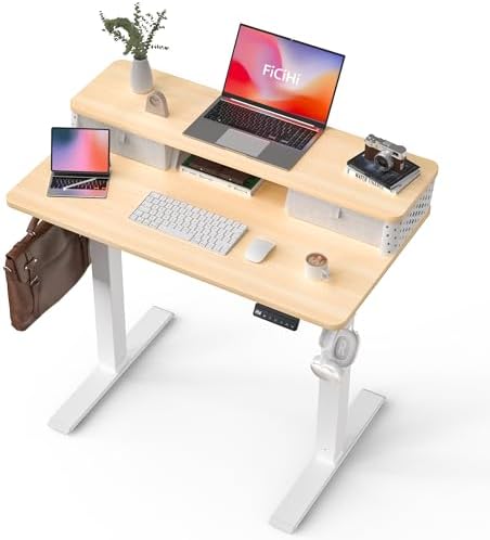 FiCiHi 40x24 Inch Electric Standing Desk, 2 Drawers, Adjustable Height Desk