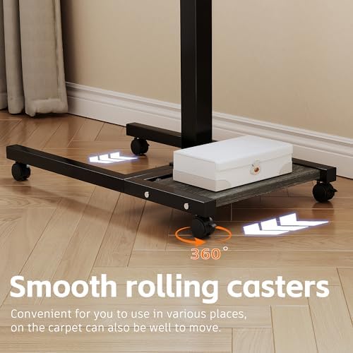 LINGMI Mobile Height Adjustable Laptop Desk with Mouse Pad, Portable Laptop Desk Rolling Tiltable Table with Small Side Table for Couch,Rolling Computer Stand