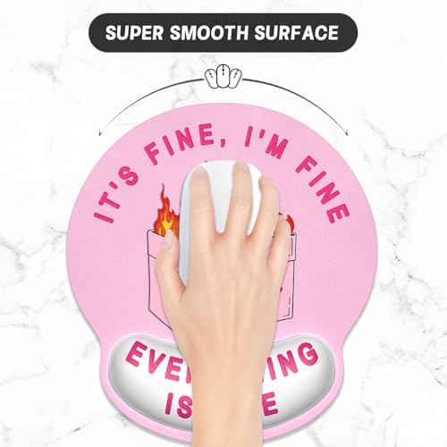 ITNRSIIET Ergonomic Mouse Pad with Wrist Support Wrist Rest Smooth Surface Non-Slip Rubber Base Comfortable Office Supplies Pain Relief, 9.8 x 9.1 inches, Pretty Dumpster