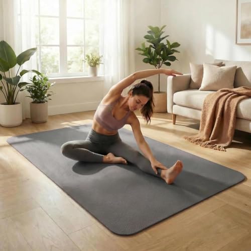 Large Yoga Mat 6'x 4'（72”x 48”）—1/4" &1/3" Extra Wide Exercise Mat 183cm x 122cm Large Exercise Mat Big Home Yoga Mat Pilates Mat,Non Slip,Thick,TPE Workout Mat,for Women & Men, Yoga, Pilates, Gym and Floor Workouts Pilates