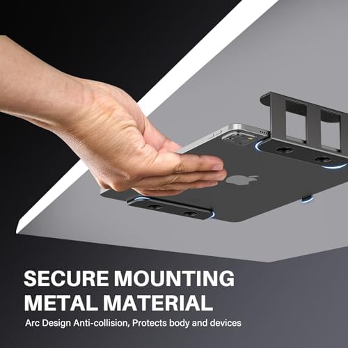 BYMECOST Under Desk Laptop Mount, Metal Under Desk Storage Holder, Black