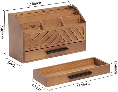 Desk Organizer with Drawer, Countertop Bill Mail Organizer and File Storage