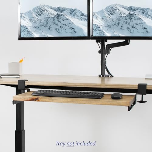 VIVO Clamp and 12 inch Rail Set for DIY Custom Wooden Keyboard Trays (Rail Set Only - Tray Not Included), Pull Out Slider Track with C-clamp Mount System, Black, MOUNT-RAIL02