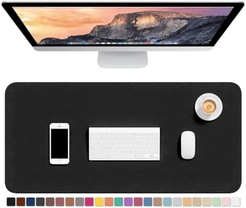 Hsurbtra Desk Pad, 30" x 14" PU Leather Desk Mat, XL Extended Mouse Pad, Waterproof Desktop Blotter Protector, Non-Slip Ultra Thin Large Laptop Keyboard Writing Mat for Office Home, Black