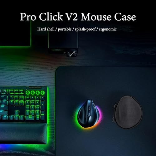 Geekria Ergonomic Mouse Case, Compatible with Razer Pro Click V2 Vertical, Hard Shell Travel Carrying Case (Dark Gray)