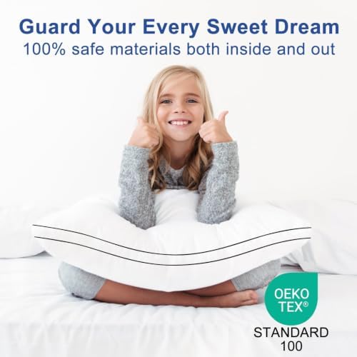 CHOKIT Gusseted Pillows King Size Set of 2, Fluffy Bed Pillows for Sleeping