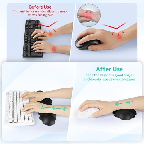 Sushret Cloud Wrist Rest Keyboard, Cloud Keyboard Wrist Pad Set with PU Leather Memory Foam, Cute Arm Rest for Palm Support, PC/Gaming Desk Accessories/Office Setup/Computer Hand Cushion - Black