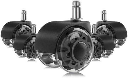 Hirate 2 inch Office Furniture Casters 7/16 inch Stem Dual Rubber Wheel
