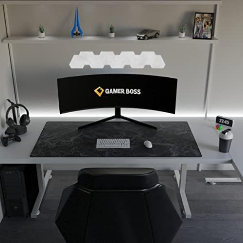 Gamer Boss - Gaming Mouse Pad - 60 x 30 Inches - 4mm Thick with Stitched Edges, Non-Slip Rubber Base, Premium Cloth Mousepad, Desk Mat for Laptop, Keyboard, Computer & PC (Giga, Topographic)