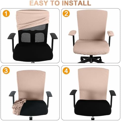 Tallew 4 Pcs Office Chair Covers Stretch Seat Armrest, Camel