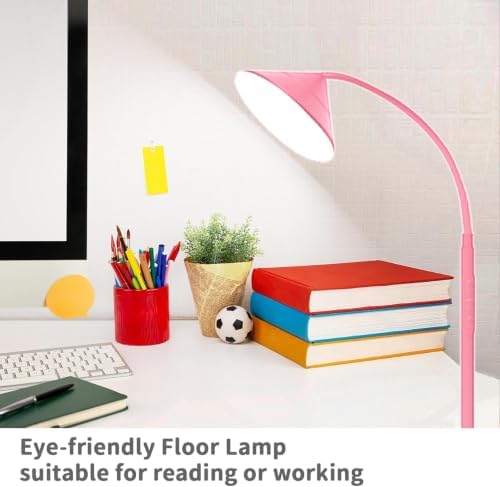 Yikuneng Dimmable LED Floor Lamp, Super Bright Reading Lamps Floor Standing lamp with Remote & Touch Control, Stepless Dimming & 2700K-6500K Color Temperature, for Living Room Bedroom Office, Pink