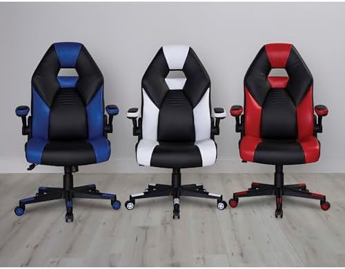 RS Gaming™ RGX Faux Leather High-Back Gaming Office Chair, Black/Blue, BIFMA Compliant
