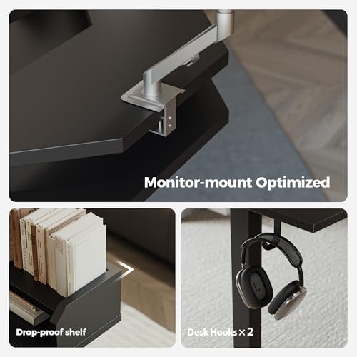 Agilestic 63 Inch L Shaped Electric Standing Desk with Shelf, Black