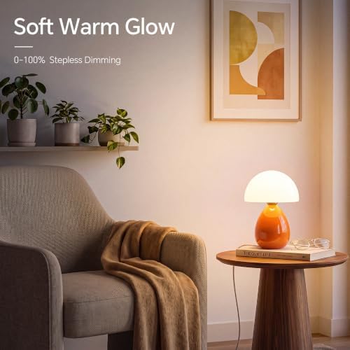 Dawnwake Mushroom Lamp Table Lamp for Bedroom-Small Desk Table Lamps,Orange