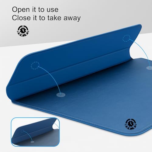 Blue Multi-Function Laptop Sleeve 14-15.6 Inch ONLY MacBook Pro Air Dell XPS HP Pavilion Surface 3-in-1 Protective Case Waterproof Leather Business, Not for 11-13”