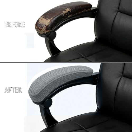 Melaluxe Office Chair Armrest Covers, Stretchable Removable Washable Chair Arm Covers, Elastic Desk Computer Gaming Chair Arm Rest Protector Slipcovers (Light Gray)