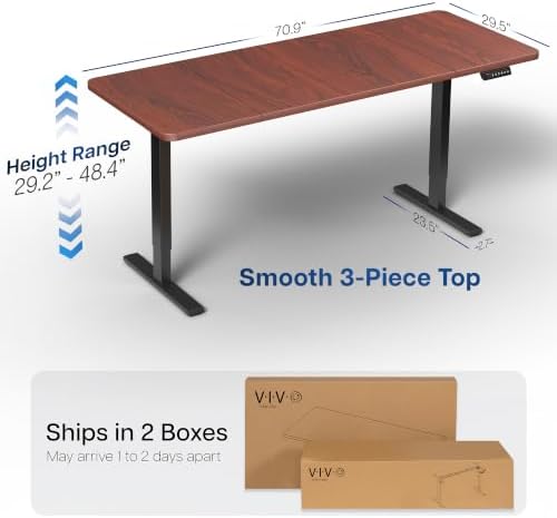 VIVO Dark Walnut 71 x 30 in Standing Desk, DESK-KIT-1B7D