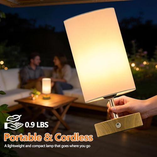 TOBUSA 2-Pack Rechargeable Cordless Table Lamps, 6000mAh Battery Operated
