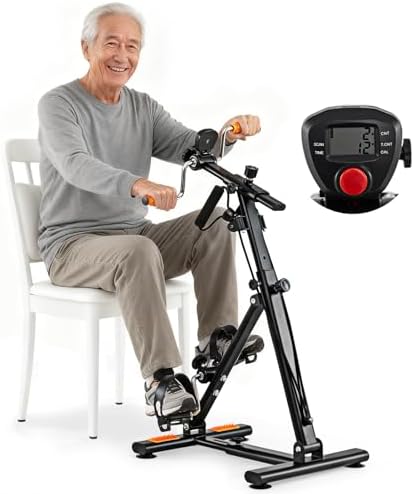GYMAX Pedal Exerciser Bike Arm Leg Knee Physical Therapy Peddler, Adjustable Fitness Equipment Home Exercise Bike with LCD Monitor for Seniors Total Body Workout, Elderly Rehab