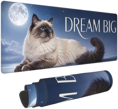 Ragdoll Cat Gaming Mouse Pad Large Mouse Pad 11.8x31.5 in Navy Blue