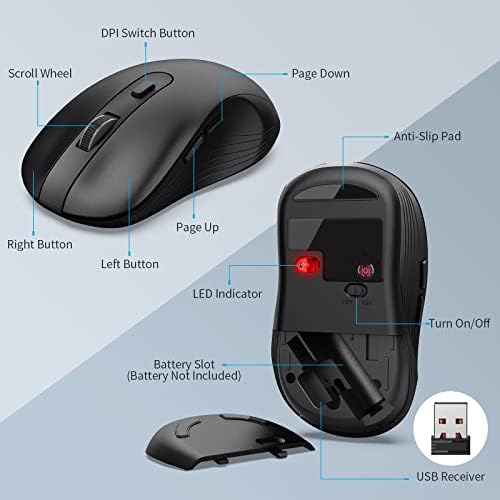 MARVO Wirelss Keyboard and Mouse Combo with Phone Holder, Full-Size, Black