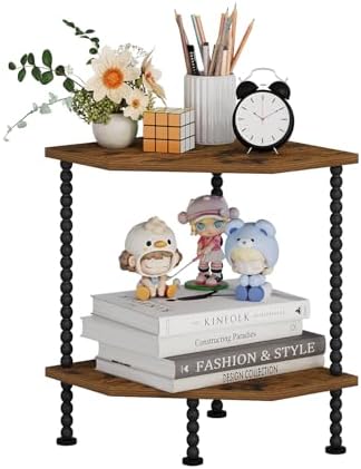 YINMIT Corner Shelf Stand, Standing Corner Display Shelf, 2 Tier