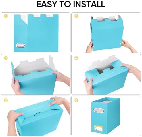 BALEINE 4PK File Organizer Box, Cardboard File Folder Organizer with Handle