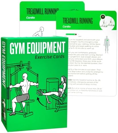 Gym Equipment Workout Cards, 62 Exercises Cards Deck Large Size 5" x 3.5" Fitness Cards for Women & Men, Beginner Fitness Guide to Training Exercises at Home or Gym