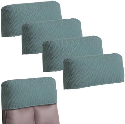 Stretch Office Chair Headrest Cover Jacquard Headrest Slipcover for Office Chairs Non Slip Head Rest Chair Furniture Protector for High Back Computer Chairs Set of 4 Tea Green