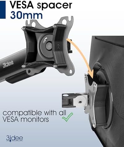 3IDEE Universal VESA Spacer Compatible with Many Samsung, HP, MSI Monitors (Samsung Odyssey G95C & More) - 30mm Distance - Monitor Mount Adapter (100x100mm)