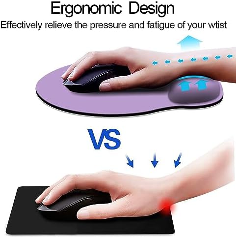 DOOKE Ergonomic Mouse Pad with Wrist Support, Cute Wrist Pad with Non-Slip Rubber Base for Computer, Laptop, Home Office Gaming, Working, Easy Typing & Pain Relief,Clove Purple