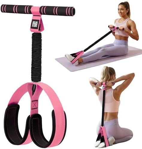 Pedal Resistance Band with Handle | Upgraded 55LBS Exercise Resistance Bands for Core, Abs, Legs, Glutes, Arms, Strength, Physical Therapy, Pilates, Sit Up Workout Equipment for Women Home Gym